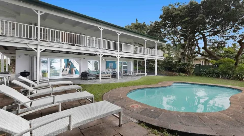 Luxury plantation-style holiday home overlooking the Zinkwazi Lagoon and Indian Ocean in Zinkwazi Beach, KwaZulu-Natal.